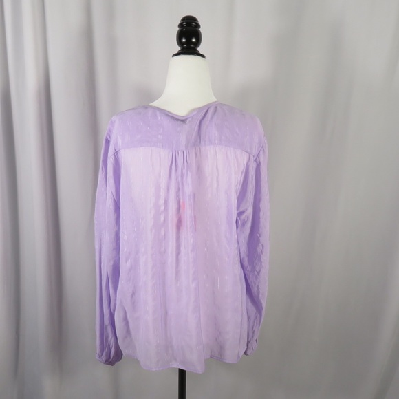 Jensen Purple Silver Metallic Stripe Blouse Medium - Picture 4 of 7